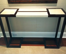 Mahogany Wood Console Table with Shagreen Top